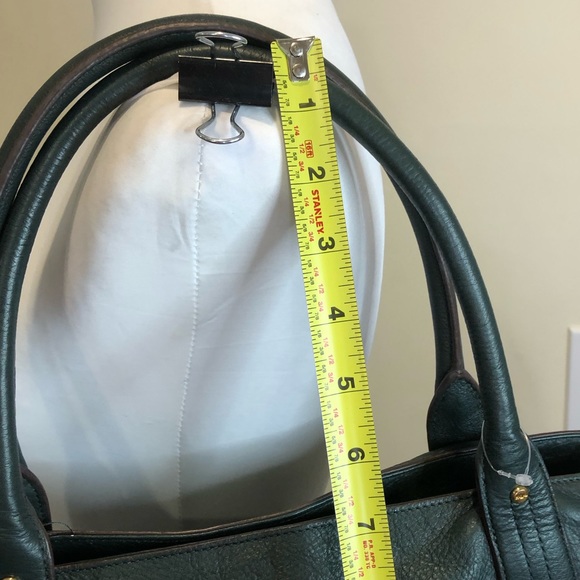 RALPH LAUREN Woodland Green Tumbled Leather Shoulder Bag Front Pockets - Picture 9 of 17